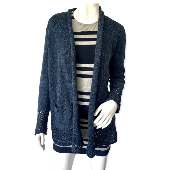 Lucky Brand Navy Blue  Cardigan Sweater Size M - Picture 1 of 12